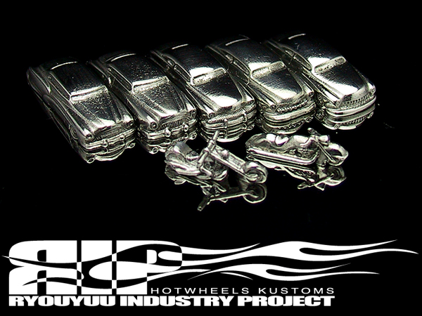 Photo: REDRUM 【1/100 scale MERC & BUICK & BIKE 7pcs SET】(WHITE METAL)