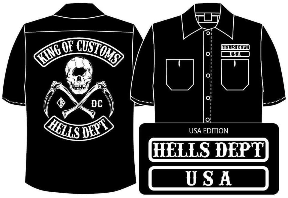 Photo: PRE-ORDER HELLS DEPT WORK SHIRTS 【USA EDITION】 BLACK/EXPECTED SHIP DATE March 25
