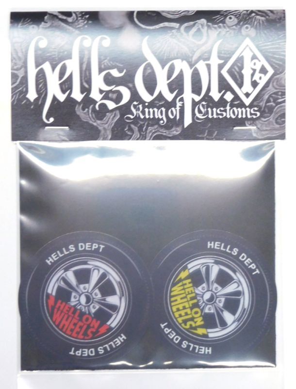 Photo1: HELLS DEPT- STICKERS 【"HELLS WHEELS"】RED&YELLOW (1)